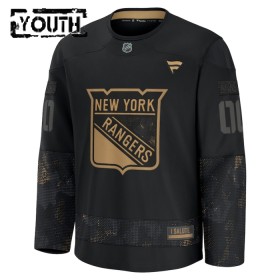 Børn NHL New York Rangers Trøje Tilpasset 2024-25 Fanatics Military Appreciation Practice Sort